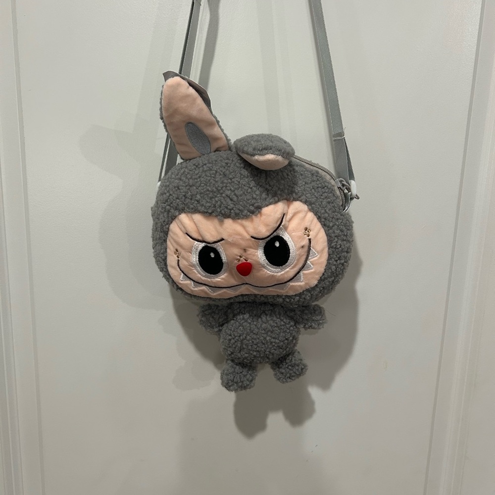 Labubu inspired Gray and Pink Bunny Kids Bag